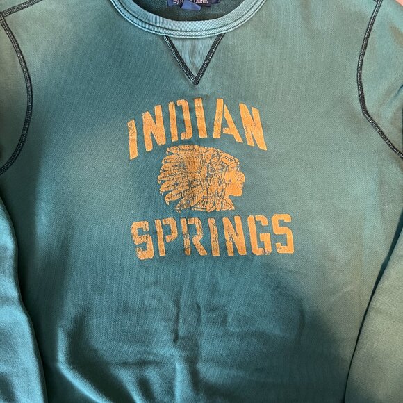 90's Vintage POLO RALPH LAUREN Green Indian Springs sweatshirt - Size Large - Picture 3 of 16